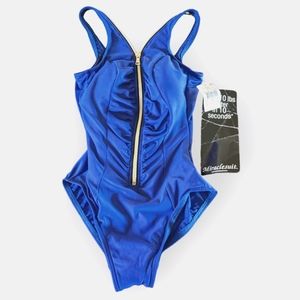 NWT Miracle Suit Women's Blue Suit Yourself Blitz Zip Bathing Suit